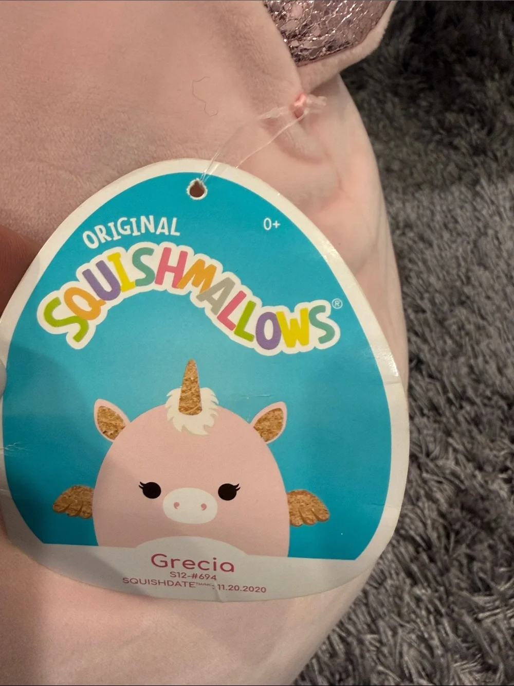 Squishmallows Pink Unicorn Plush Pillow with Glitter Horns